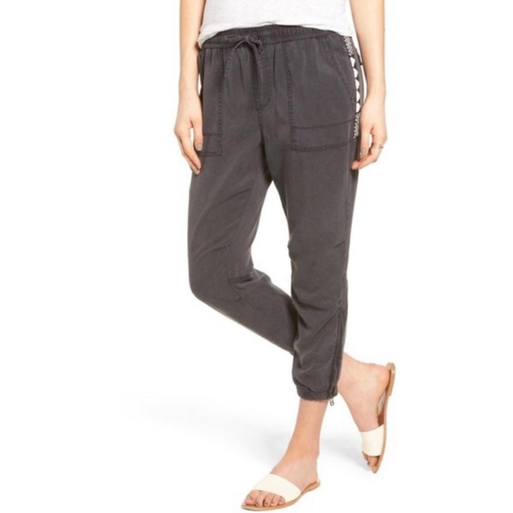 Pam & Gela Tencel Beaded Black Jogger Pants Small